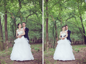 Portrét nevěsty a ženicha v lese