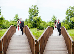 Portrét nevěsty a ženicha na mostě