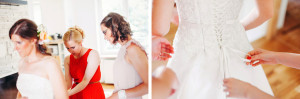 Detailní fotografie ze šněrování šatů